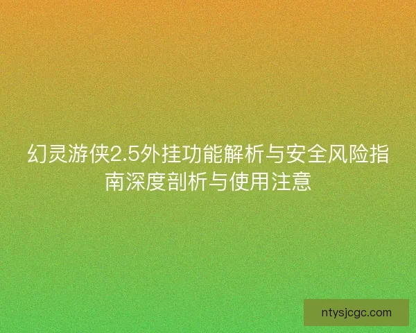 幻灵游侠2.5外挂功能解析与安全风险指南深度剖析与使用注意 幻灵游侠2.5外挂功能解析与安全风险指南深度剖析与使用注意