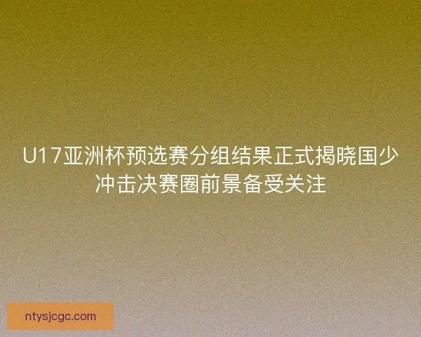 U17亚洲杯预选赛分组结果正式揭晓国少冲击决赛圈前景备受关注 U17亚洲杯预选赛分组结果正式揭晓国少冲击决赛圈前景备受关注
